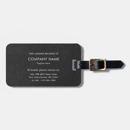 Black Leather Finish Pattern Custom Info ラゲッジタグ (正面横)