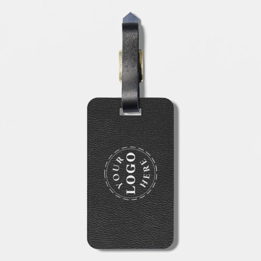 Black Leather Finish Pattern Custom Info ラゲッジタグ (裏面縦)
