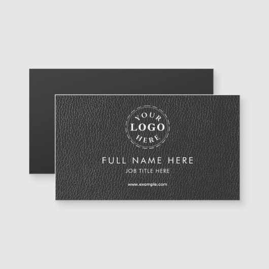 Black Leather Pattern Magnetic Business Card (正面/裏面)