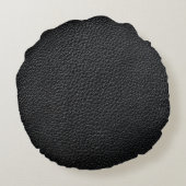 Black leather texture and backgroundleather,textur ラウンドクッション (裏面)