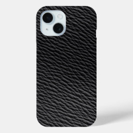 Black Leather Textured Phone Case iPhone 15ケース