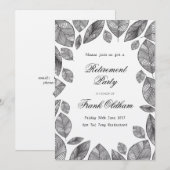 Black Leaves Modern Hand Drawn Botanical  招待状 (正面/裏面)