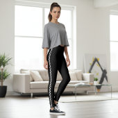 Black Leggings with Classic White Side Stripe レギンス