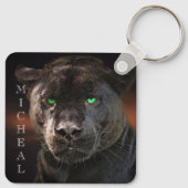 Black Leopard大きな猫パーソナライズされた名 キーホルダー (裏面)