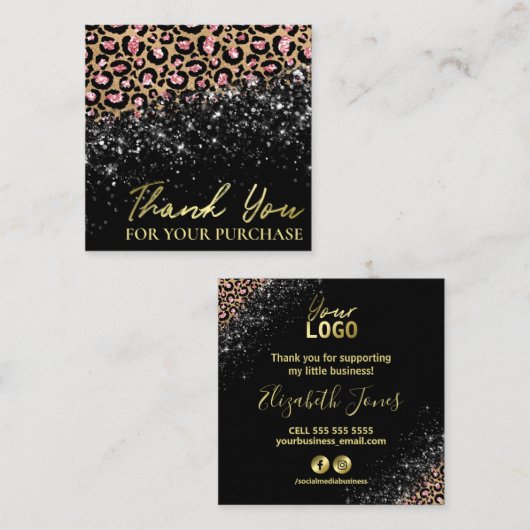 Black Leopard Print購入ありがとう スクエア名刺 (正面/裏面)