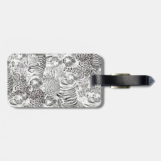 Black Leopard Tiger Animals Pattern ラゲッジタグ (裏面横)