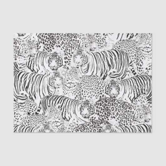 Black Leopard Tiger Animals Pattern 薄葉紙 (正面)