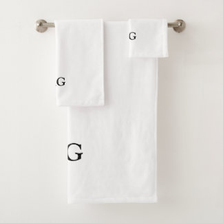 Black Letter Monogrammed Initial Towel Set バスタオルセット