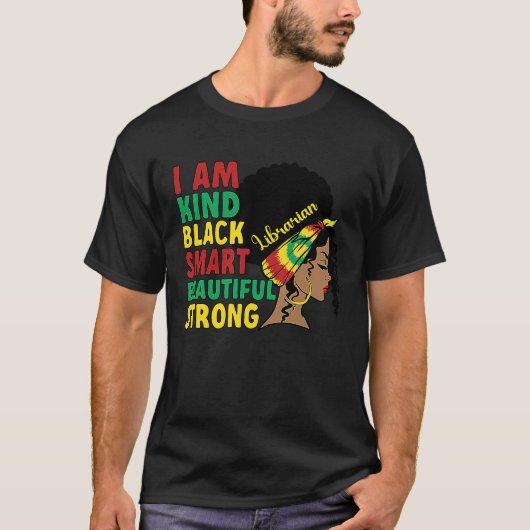 Black Librarian African American Library Worker Tシャツ (正面)
