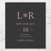 Black & Lilac | Stylish Wedding Save the Date ワインラベル (シングルラベル)