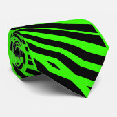 Black & Lime green Zebra pattern Mens Tie ネクタイ (ロール)