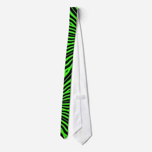 Black & Lime green Zebra pattern Mens Tie ネクタイ (裏面)