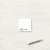 Black Line Art Chrysanthemums with Your Name ポストイット (デスク上)