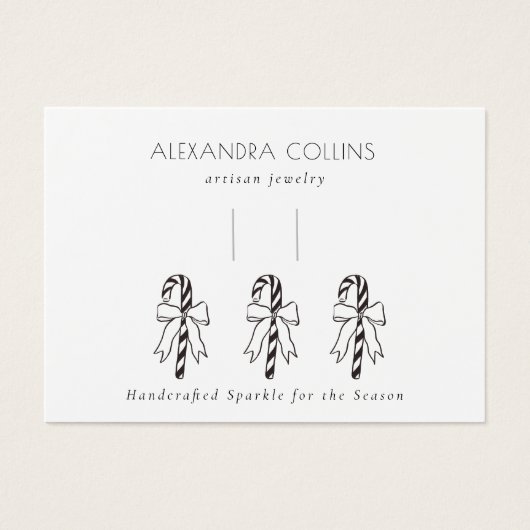 Black Line Art Festive Candy Cane & Bow Hairclip  (正面)