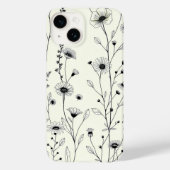 Black Line Art Floral Cream iPhone Case Case-Mate iPhoneケース (裏面)