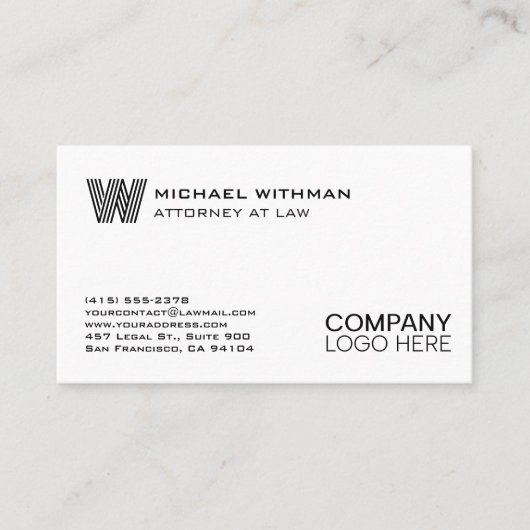 BLACK LINE MONOGRAM  BUSINESS LOGO  名刺 (正面)