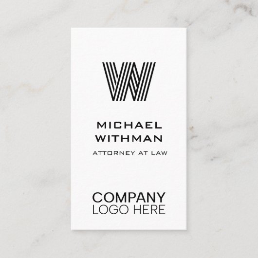 BLACK LINE MONOGRAM CORPORATE LOGO QR CODE 名刺 (正面)