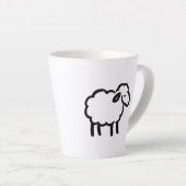 Black Line Sheep – Cozy Animal Ink Design on カフェラテマグ (右アングル)