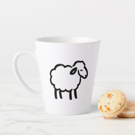 Black Line Sheep – Cozy Animal Ink Design on カフェラテマグ (インサイチュ)