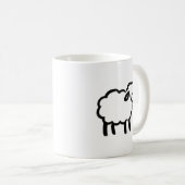 Black Line Sheep – Cozy Animal Ink Design on コーヒーマグカップ (正面右)