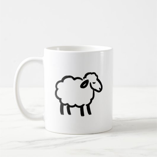 Black Line Sheep – Cozy Animal Ink Design on コーヒーマグカップ (左)