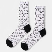 Black Line Sheep – Cozy Animal Ink Design on ソックス (左)