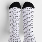 Black Line Sheep – Cozy Animal Ink Design on ソックス (上部)