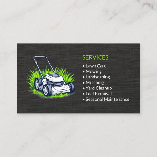 Black Linen Green Lawn Care Service Professional 名刺 (裏面)