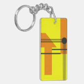 Black Lines Crossing Yellow and Orange Shapes キーホルダー (正面左)