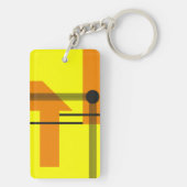 Black Lines Crossing Yellow and Orange Shapes キーホルダー (裏面)