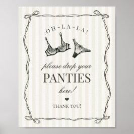 Black Lingerie Bachelorette Panties Please Sign ポスター