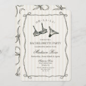 Black Lingerie Lace Bachelorette Party 招待状 (正面/裏面)