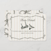 Black Lingerie Shower Beige Details Invite Insert エンクロージャーカード (正面/裏面)