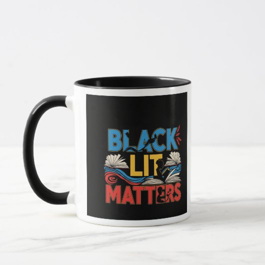 Black Lit Matters | Bold Afrocentric Literary  マグカップ (左)
