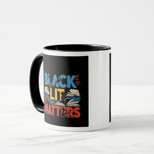 Black Lit Matters | Bold Afrocentric Literary  マグカップ (正面左)