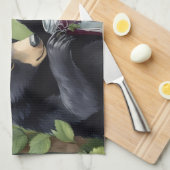 Black little bear with blackberry jams キッチンタオル (四つ折り)