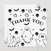 Black Little Ghost Halloween Baby Shower サンキューカード (正面/裏面)