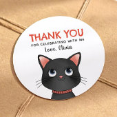 Black little kitten thank you ラウンドシール