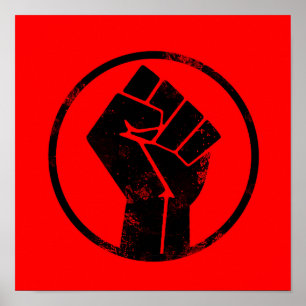 Black Lives Mater FIST (赤い背景) #BLM ポスター