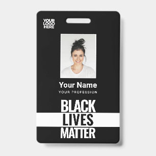 Black Lives Mater Photo、バーコード、ロゴ、名前 バッジ