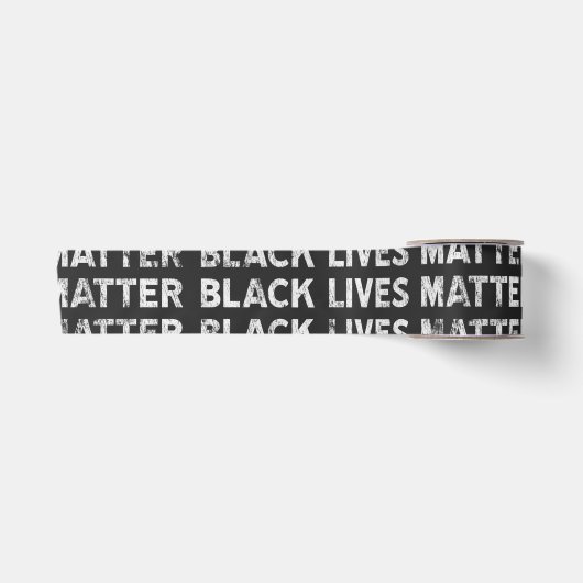 Black Lives Matter繰り返し文字ブロックテープ サテンリボン (正面)