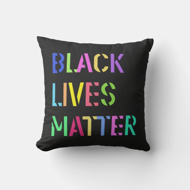 Black Lives Matter カラフル Stencil 01 アウトドアクッション (正面)