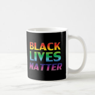 Black Lives Matter レインボータイポグラフィ LGBT 黒 コーヒーマグカップ