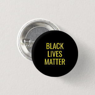 Black Lives Matter 黄色タイポグラフィー丸 缶バッジ