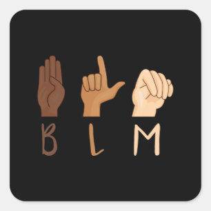Black Lives Matter ASL Sign Language BLM スクエアシール