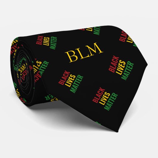 BLACK LIVES MATTER BHM Customizable MONOGRAM ネクタイ (ロール)