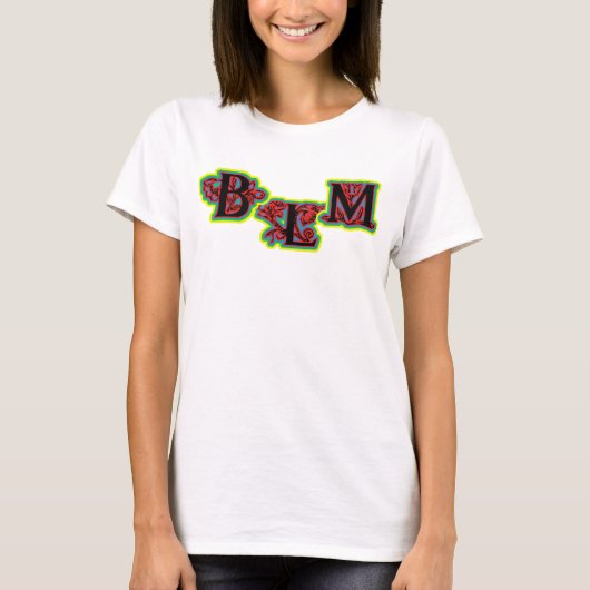 Black Lives Matter with flowers T-Shirt Tシャツ (正面)