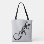 Black Lizard Gray Tote Bag – Reptile Art Design トートバッグ (裏面)