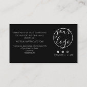 Black Logo Thank You Card Small Business 名刺 (裏面)