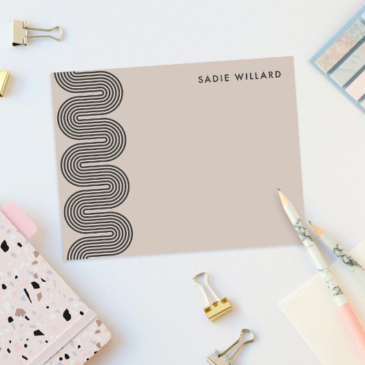 Black Lombard Wavy Lines Modern Stationery Card ノートカード